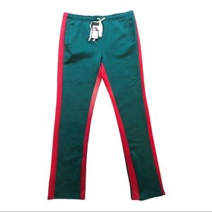 BLACK KEYS MENS JOGGERS RED-GREEN DRAWSTRING ELASTIC WAIST POCKETS ZIP ANGLE 3XL